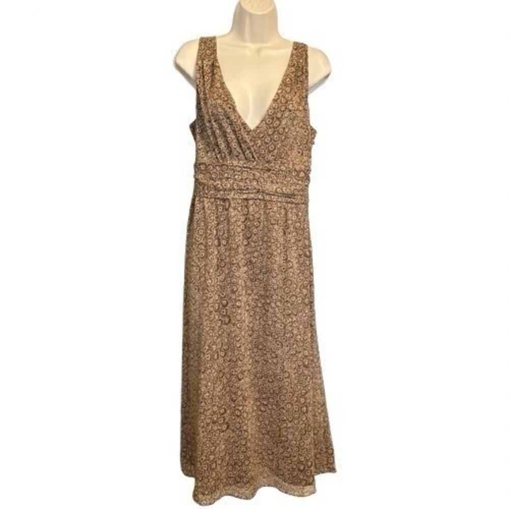 Villager Liz Claiborne Empire Waist Midi Dress 16 V-Neck Flowy Sleeveless Chic